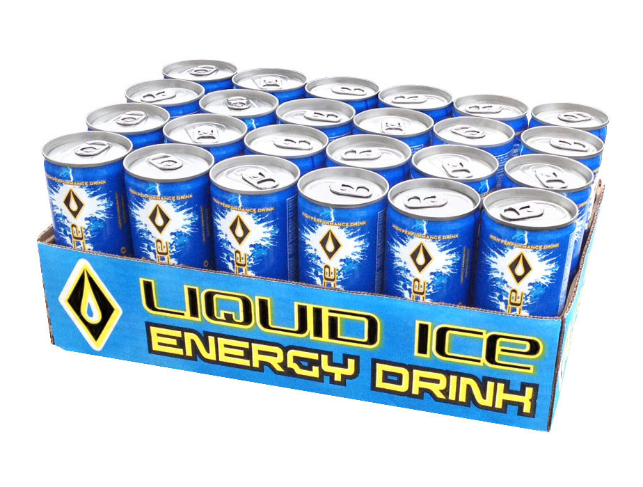 A case of Blue Liquid Ice Energy Drink